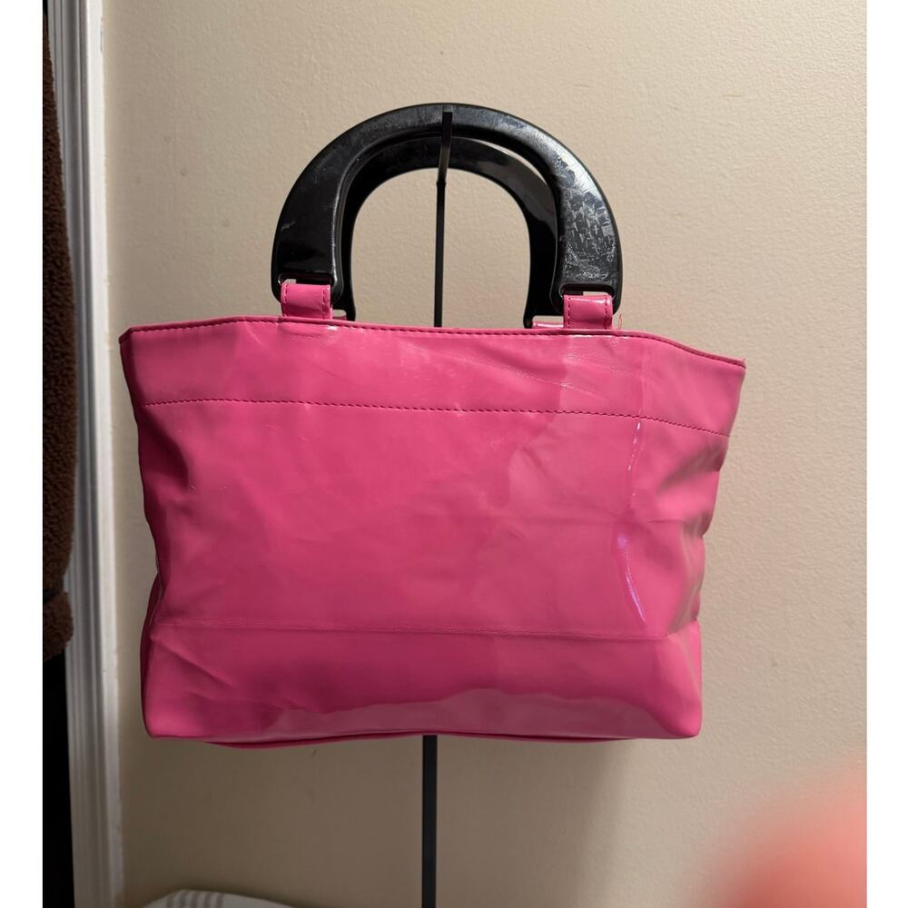 Neiman Marcus Hot Pink Vinyl Lucite Handle Tote Y2K